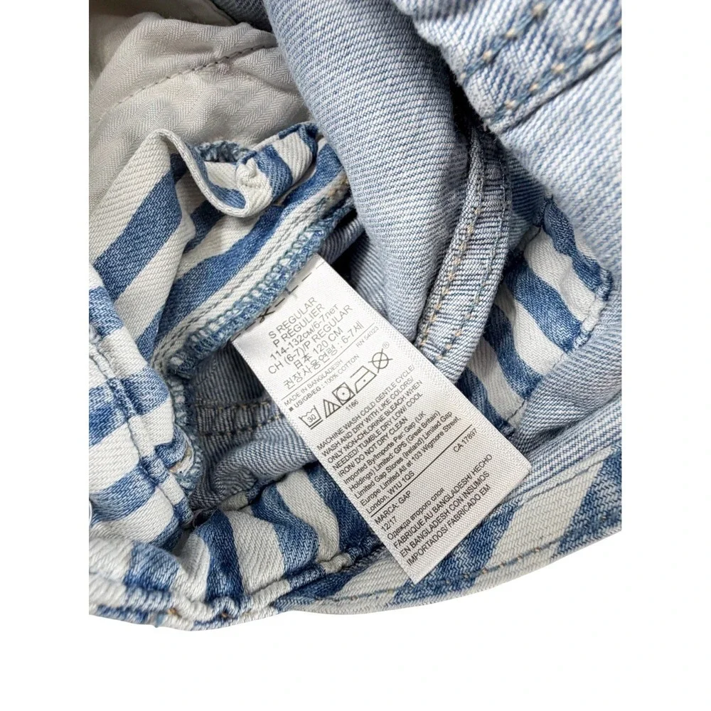 Gap Kids 1969 Blue & White Striped Denim Shortalls Overalls Girls Size Small EUC